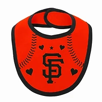 Ensemble trois pièces Love of Baseball Bib Body et chaussons pour nouveau-nés bébés des Giants de San Francisco, noir/orange