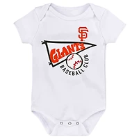 Lot de 3 bodys pour nouveau-nés et nourrissons orange/blanc/gris chiné San Francisco Giants Biggest Little Fan