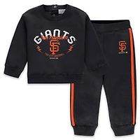 Ensemble nouveau-né WEAR by Erin Andrews en polaire noire à col ras du cou et pantalon des Giants de San Francisco