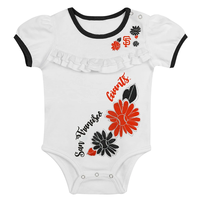 Newborn White/Black San Francisco Giants Sweet Catcher 3-Piece Bodysuit, Headband and Skirt Set