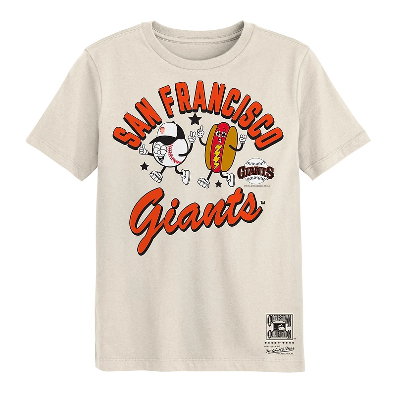 T-shirt de goûter Mitchell & Ness Natural San Francisco Giants pour enfants d'âge préscolaire