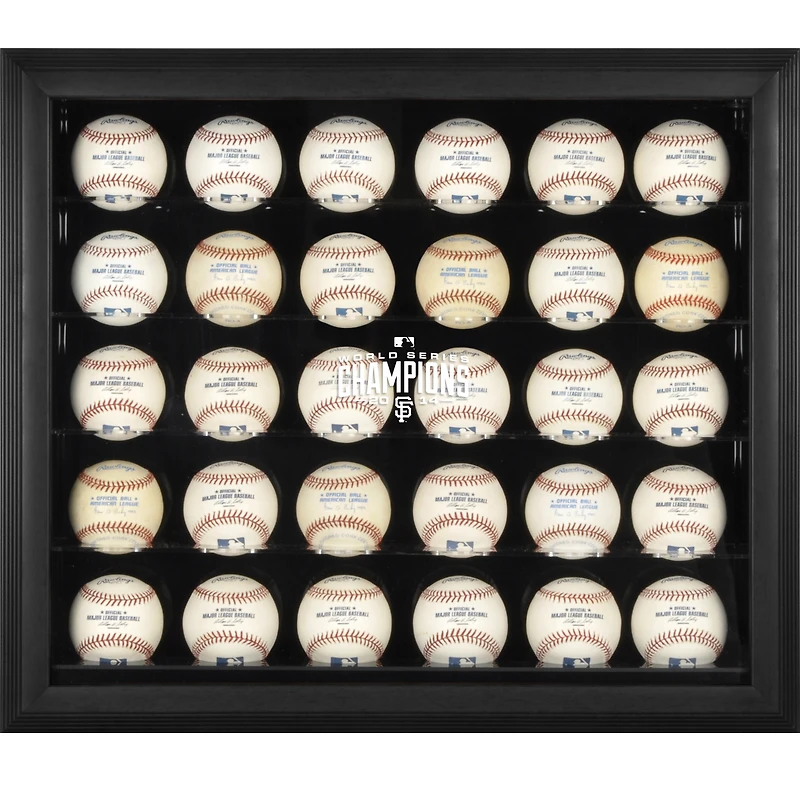 Vitrine encadrée noire pour 30 boules de baseball des Giants de San Francisco, champions des Séries mondiales 2014