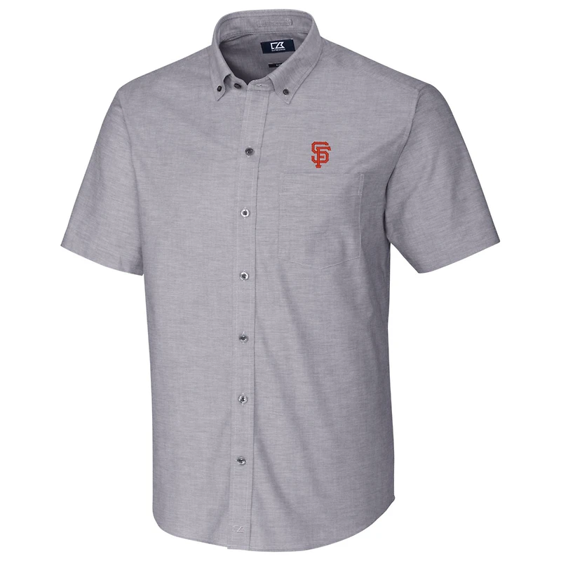Chemise boutonnée à manches courtes en tissu Oxford extensible Cutter & Buck des Giants de San Francisco - Anthracite