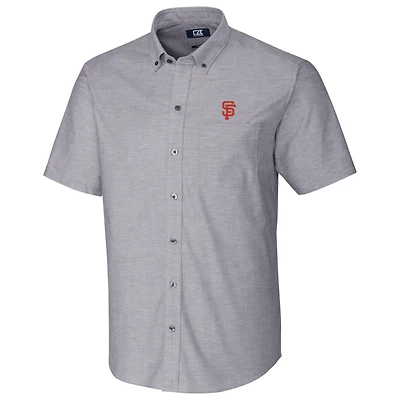 Chemise boutonnée à manches courtes en tissu Oxford extensible Cutter & Buck des Giants de San Francisco - Anthracite