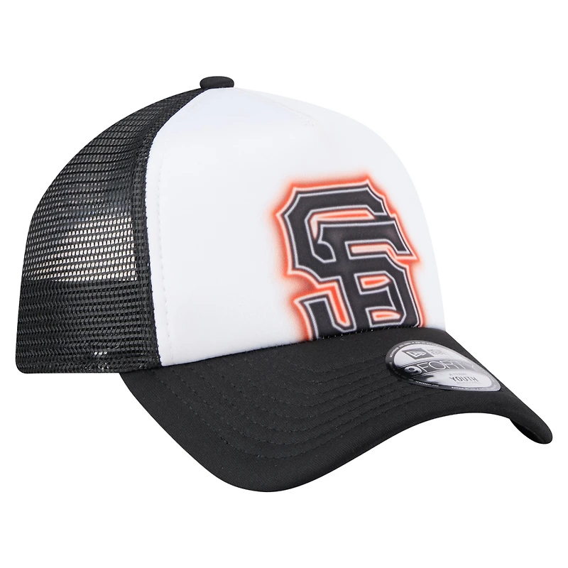 Casquette ajustable New Era blanche/noire peinte en A 9FORTY Trucker des Giants de San Francisco pour tout-petit