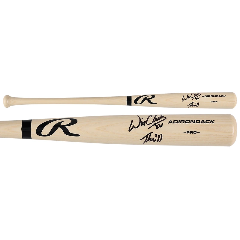 Batte Rawlings Pro blonde autographiée par Will Clark des Giants de San Francisco avec inscription « Thrill »
