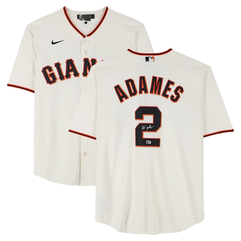 Maillot réplique Nike crème autographié par Willy Adames des Giants de San Francisco