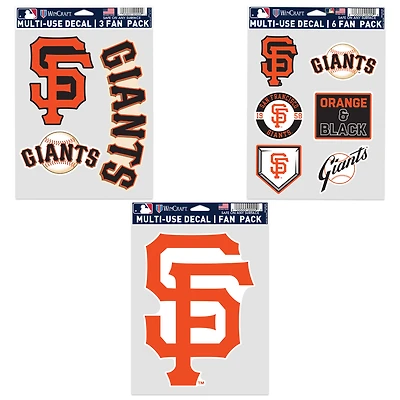 Lot de trois autocollants pour fans des Giants de San Francisco de WinCraft