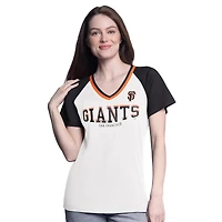 Women's G-III 4Her by Carl Banks  White/Black San Francisco Giants Ball Park Raglan V-Neck T-Shirt