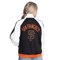 Women's G-III Sports by Carl Banks  White/Black San Francisco Giants Rally Rhinestone Raglan Full-Zip Track Jacket