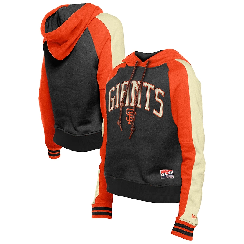 Sweat à capuche court manches raglan Cooperstown Collection de San Francisco Giants New Era pour femme, noir