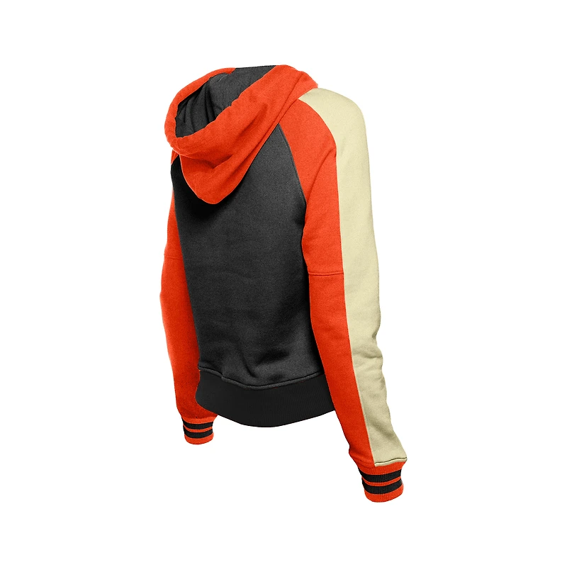 Sweat à capuche court manches raglan Cooperstown Collection de San Francisco Giants New Era pour femme, noir