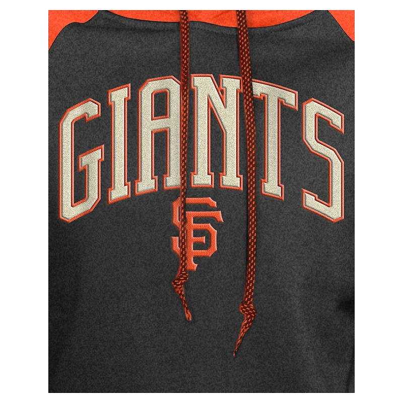 Sweat à capuche court manches raglan Cooperstown Collection de San Francisco Giants New Era pour femme, noir