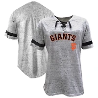 T-shirt moucheté à lacets gris chiné pour femme des Giants de San Francisco