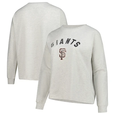 Sweat-shirt en molleton français grande taille pour femme, gris chiné, des Giants de San Francisco