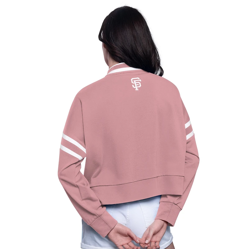 Women's Starter  Pink San Francisco Giants Power Play Cropped Pullover Sweatshirt