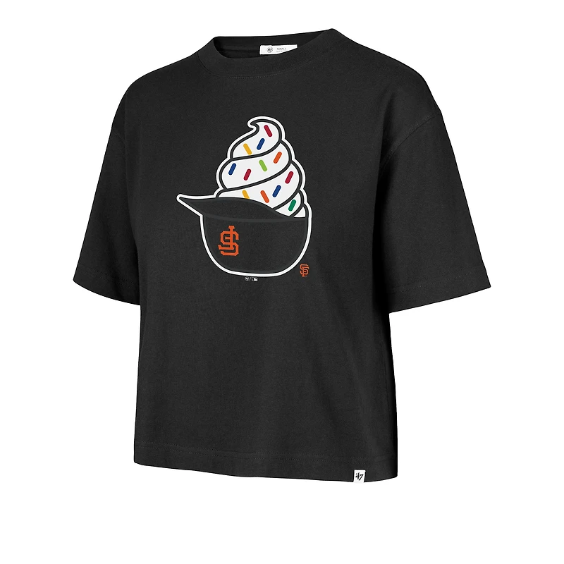 Women's '47  Black San Francisco Giants Ice Cream Helmet T-Shirt