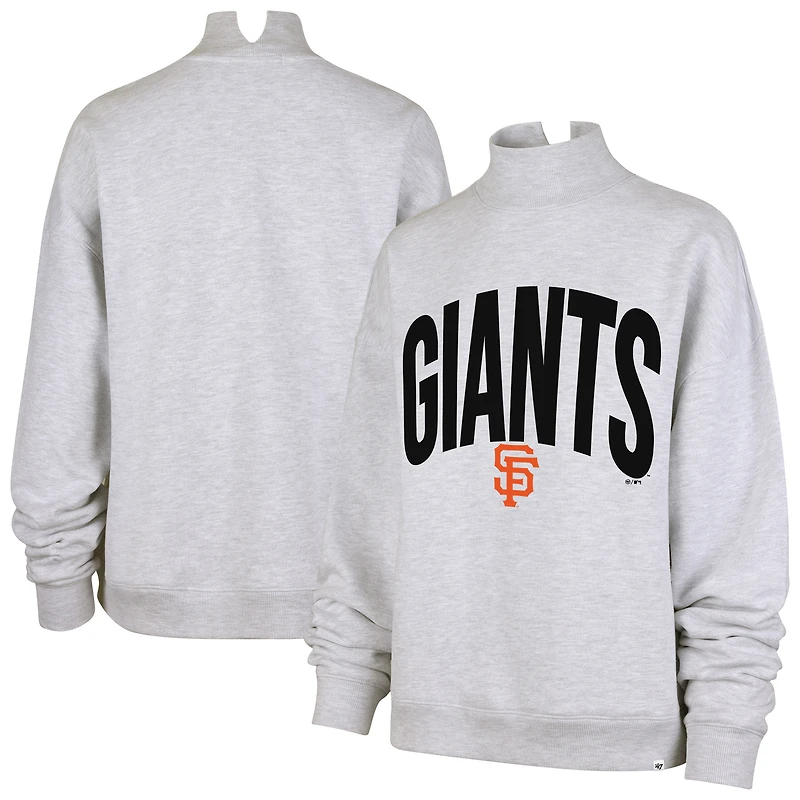 Sweat-shirt à col montant Subtle Muse pour femme, gris chiné, San Francisco Giants, modèle 47