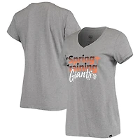 T-shirt à encolure en V d'entraînement printanier des Giants de San Francisco '47 gris chiné pour femme