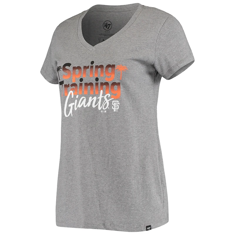T-shirt à col en V dégradé gris chiné pour femme, modèle 47, San Francisco Giants Spring Training