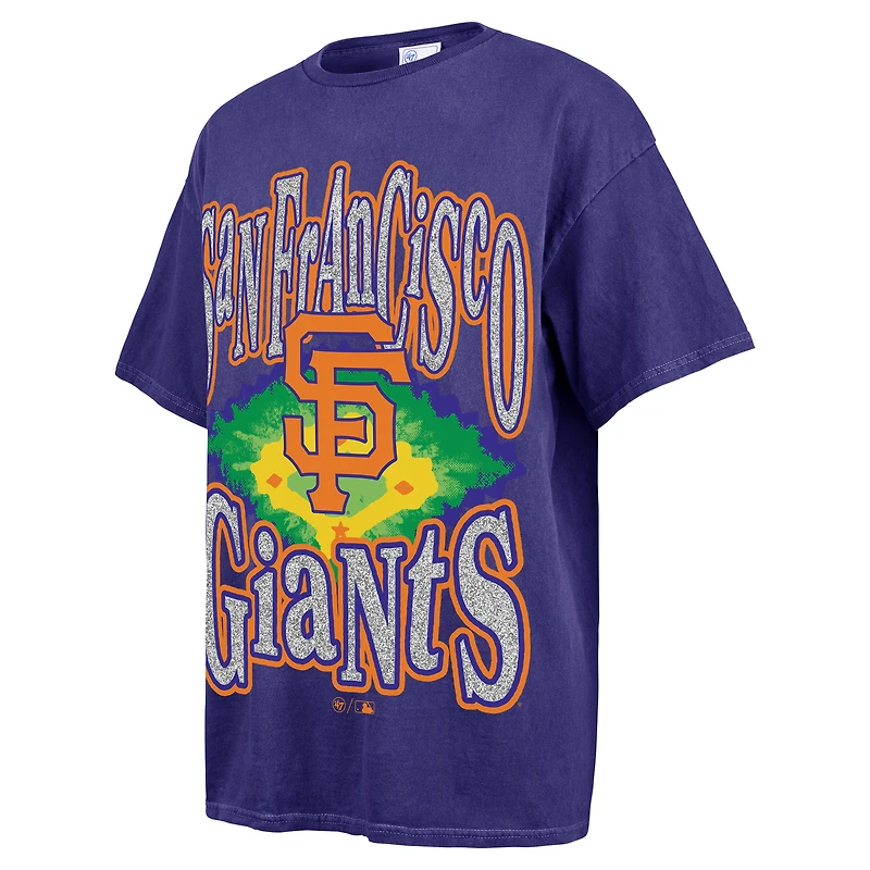 T-shirt petit ami avec lumières clignotantes des Giants de San Francisco '47 bleu marine pour femmes