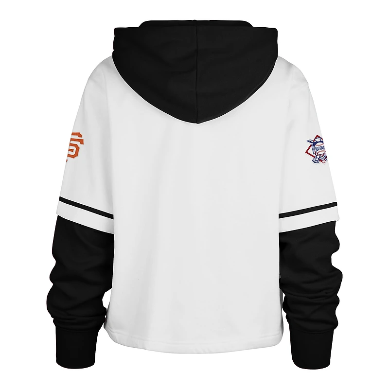 Women's '47 White San Francisco Giants Trifecta Shortstop Cropped Pullover Hoodie
