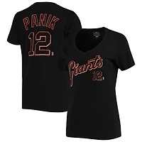 5th & Ocean by New Era Joe Panik Black San Francisco Giants Nom et numéro de script T-shirt à col en V