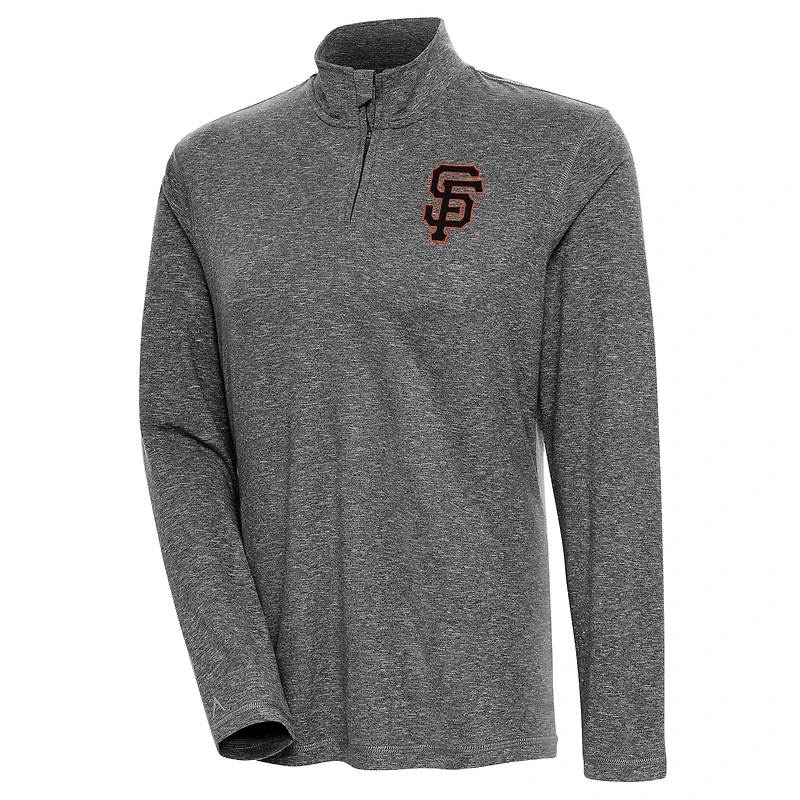 Pull-over zippé à quart de tour Confront Antigua Heather Black pour femme des San Francisco Giants