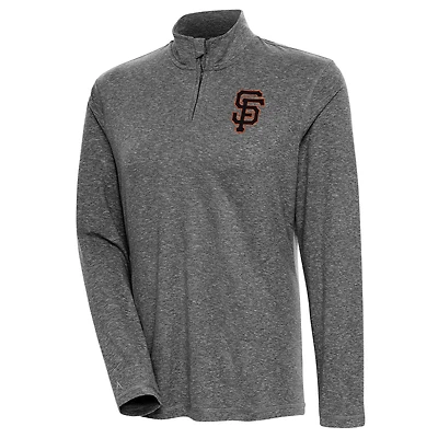Pull-over zippé à quart de tour Confront Antigua Heather Black pour femme des San Francisco Giants