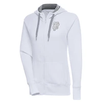 Sweat à capuche entièrement zippé brossé métallisé Antigua White San Francisco Giants pour femme