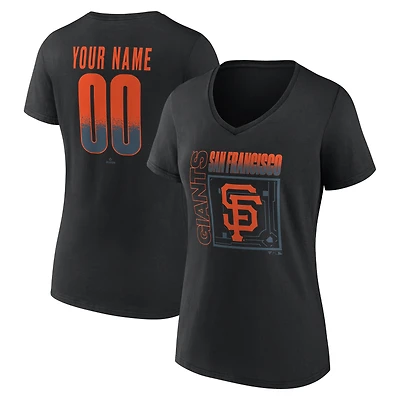 T-shirt à col en V personnalisé avec nom et numéro, pour femme, San Francisco Giants, terrain domicile, noir