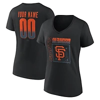T-shirt à col en V personnalisé avec nom et numéro, pour femme, San Francisco Giants, terrain domicile, noir