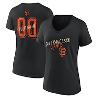 Women's Black San Francisco Giants Hustle Personalized Name & Number V-Neck T-Shirt
