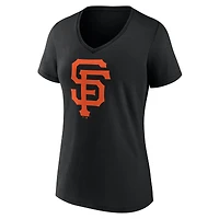 T-shirt noir à col en V avec logo officiel des Giants de San Francisco pour femmes