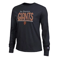 T-shirt à manches longues noir Champion pour femmes, San Francisco Giants