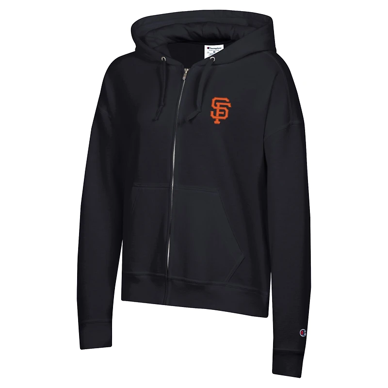 Women's Champion Black San Francisco Giants Powerblend Fleece Full-Zip Hoodie