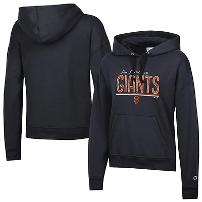 Sweat à capuche vintage Powerblend noir Champion pour femme, San Francisco Giants