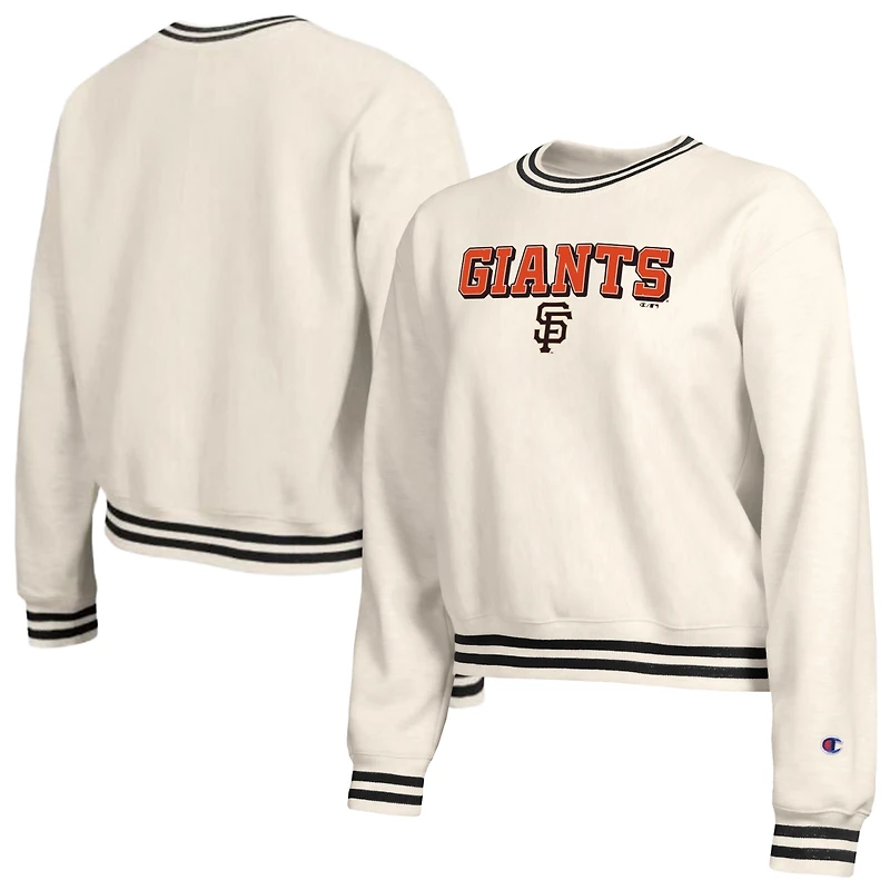 Sweat-shirt Champion crème pour femme, modèle Reverse Weave, aux couleurs des Giants de San Francisco