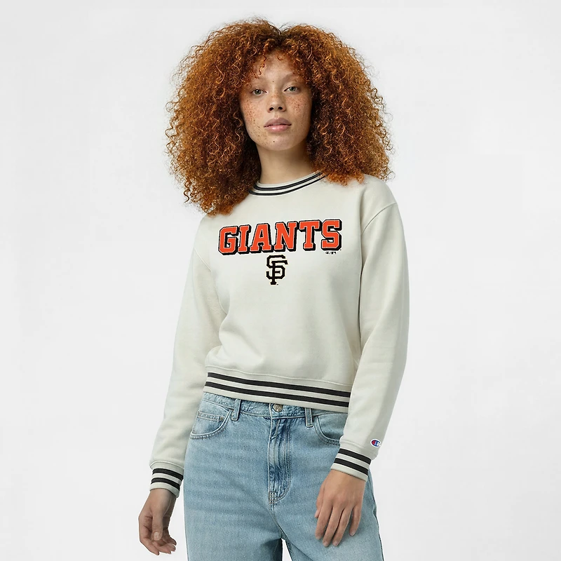 Sweat-shirt Champion crème pour femme, modèle Reverse Weave, aux couleurs des Giants de San Francisco