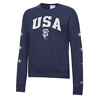 Sweat-shirt à col rond en polaire Champion bleu marine San Francisco Giants pour femme