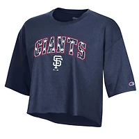 Women's Champion  Navy San Francisco Giants Boyfriend Cropped Americana T-Shirt