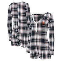 Women's Concepts Sport Black San Francisco Giants Ashford Plaid V-Neck Knit Romper