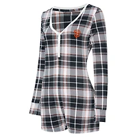 Women's Concepts Sport Black San Francisco Giants Ashford Plaid V-Neck Knit Romper