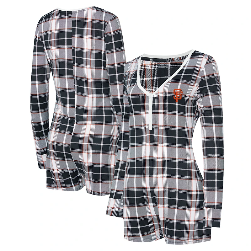 Women's Concepts Sport Black San Francisco Giants Ashford Plaid V-Neck Knit Romper