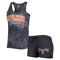 Ensemble de nuit Concepts Sport pour femme, débardeur dos nageur et short San Francisco Giants, couleur anthracite.