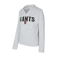 Sweat à capuche rayé col en V Liftoff pour femme Concepts Sport blanc/gris des San Francisco Giants