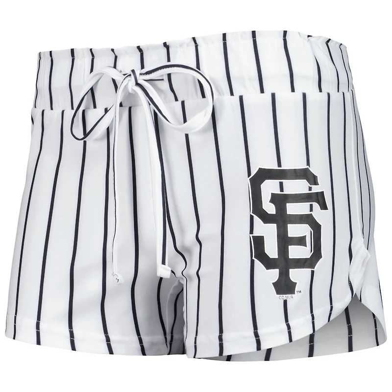 Women's Concepts Sport White San Francisco Giants Reel Pinstripe Tank Top & Shorts Sleep Set