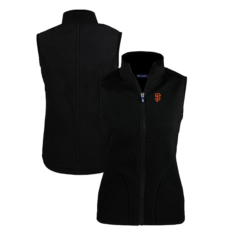 Women's Cutter & Buck Black San Francisco Giants Cascade Eco Sherpa Fleece Full-Zip Vest