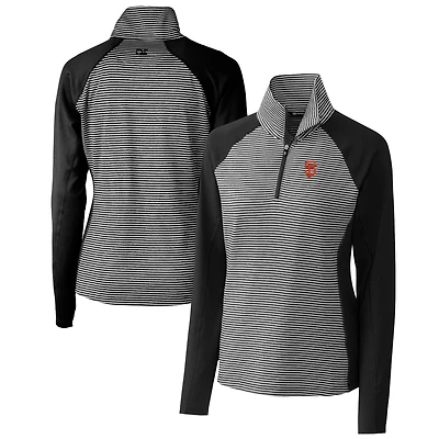 Women's Cutter & Buck  Black San Francisco Giants DryTec Forge Tonal Stripe Half-Zip Top