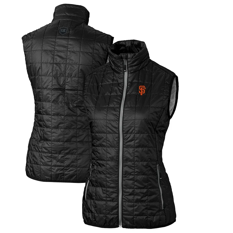 Women's Cutter & Buck Black San Francisco Giants Rainier PrimaLoft Eco Full-Zip Puffer Vest